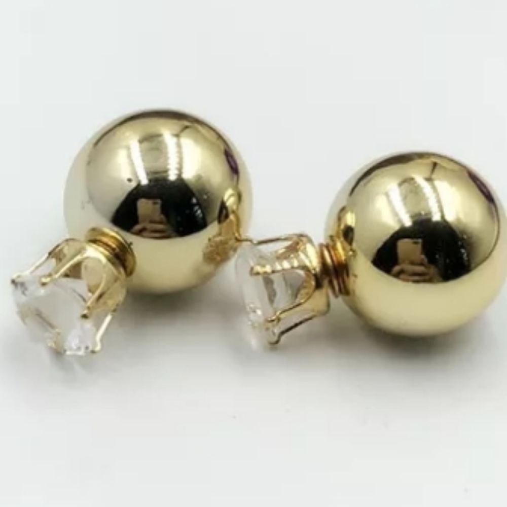 💖Metallic Gold Double💝Side Crystal Studs💖